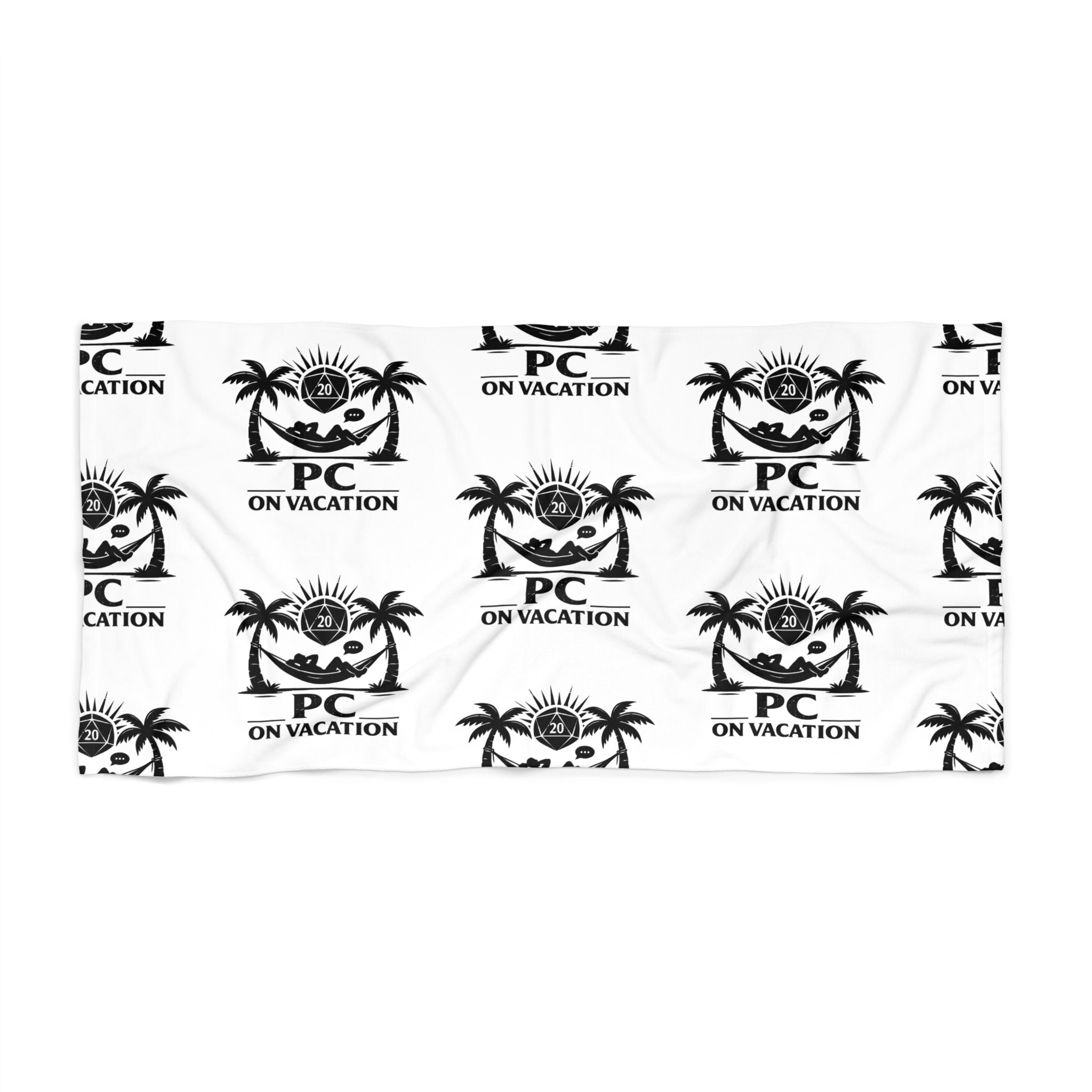 PC On Vacation Beach Towel | Palm Tree Logo Pattern