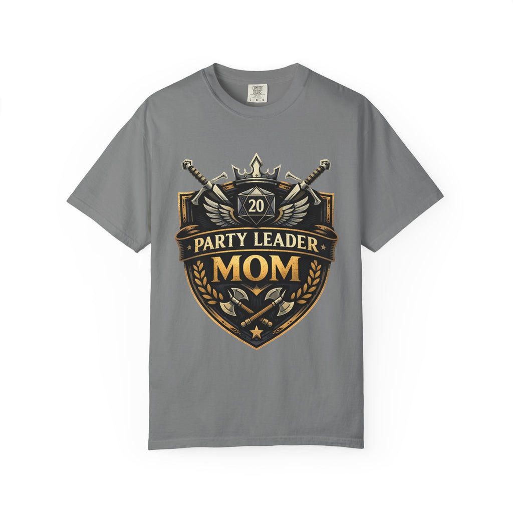 Party Leader Mom T-shirt | RPG Crest, D20 Gaming Mom Tee