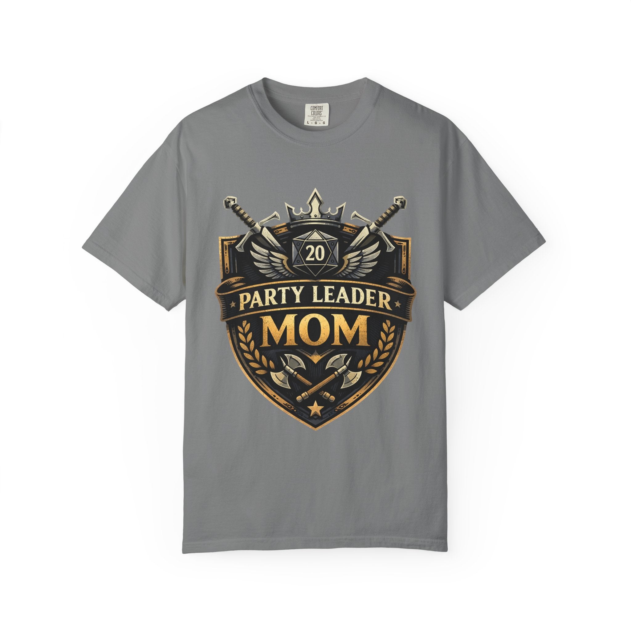 Party Leader Mom T-shirt | RPG Crest, D20 Gaming Mom Tee