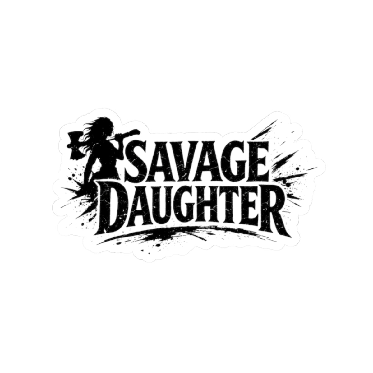Savage Daughter Sticker | Kiss-Cut Vinyl Sticker, Biker Skull Silhouette