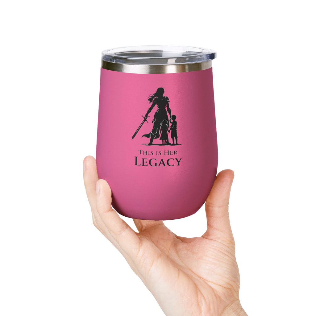 Warrior Mom Wine Tumbler – This Is Her Legacy – Strong Mother Gift – Funny Mom Cup Alternative – Wine Mom Gift – Mother’s Day Tumbler