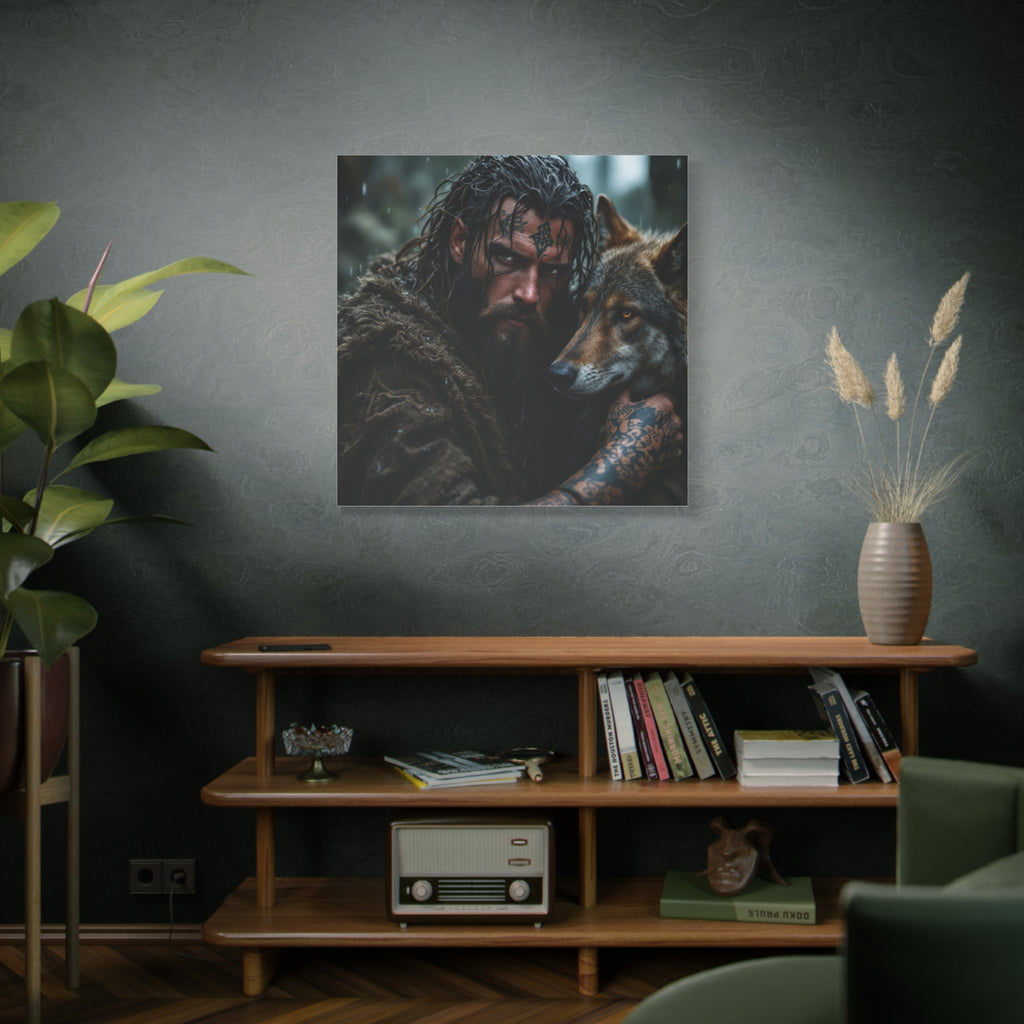 Viking Wolf Portrait Canvas Print — Matte Stretched Wall Art