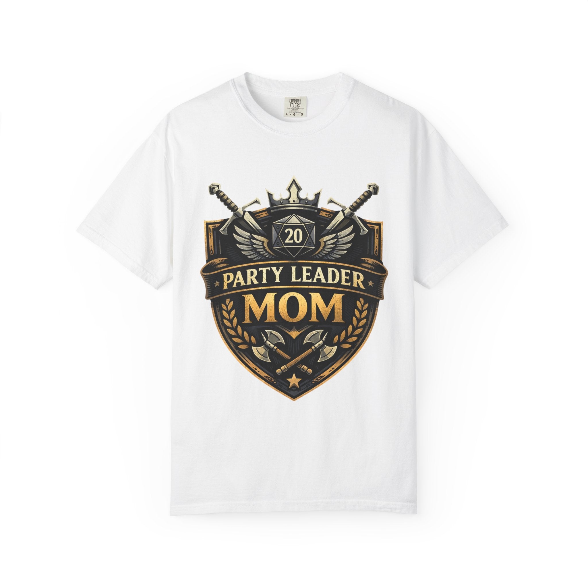 Party Leader Mom T-shirt | RPG Crest, D20 Gaming Mom Tee