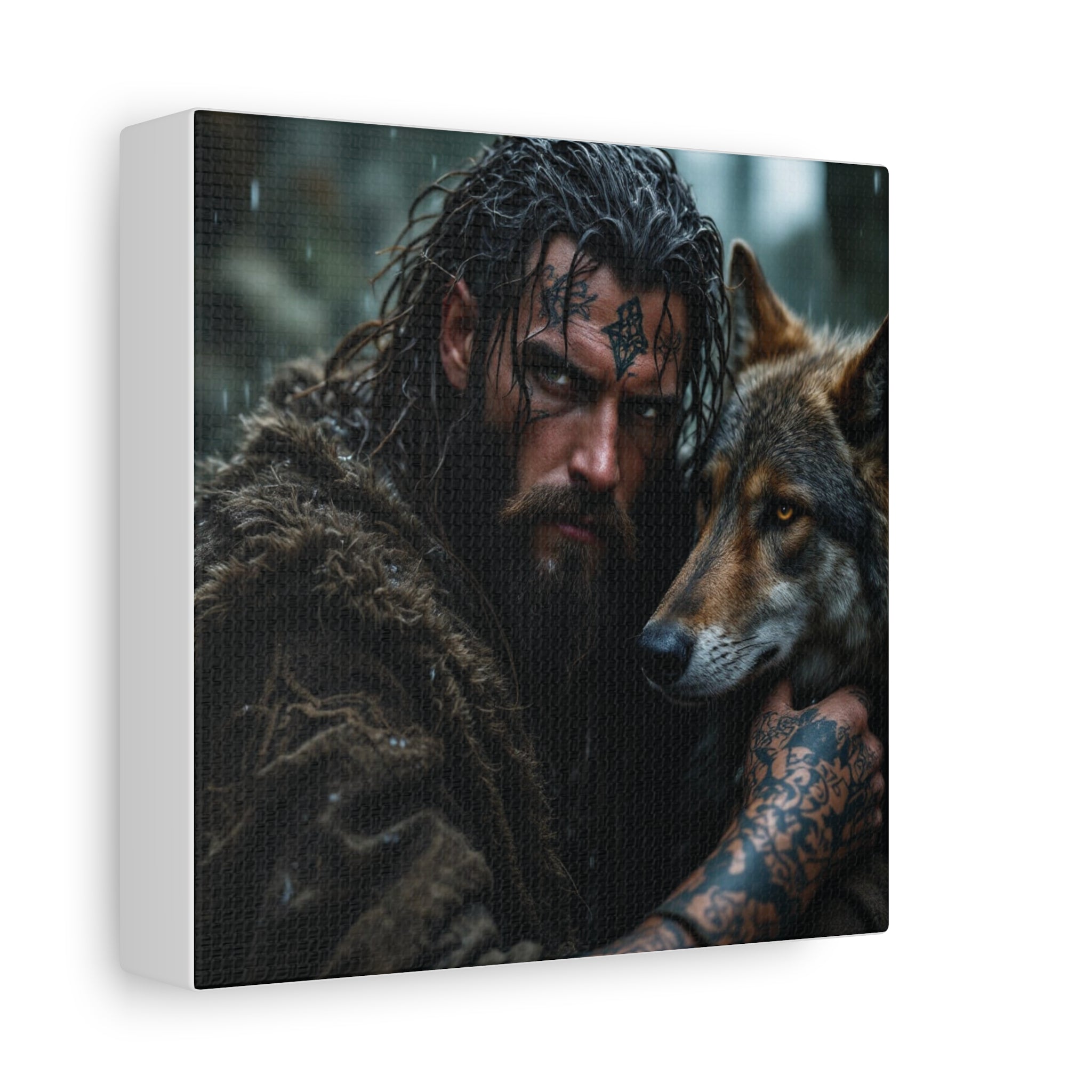Viking Wolf Portrait Canvas Print — Matte Stretched Wall Art