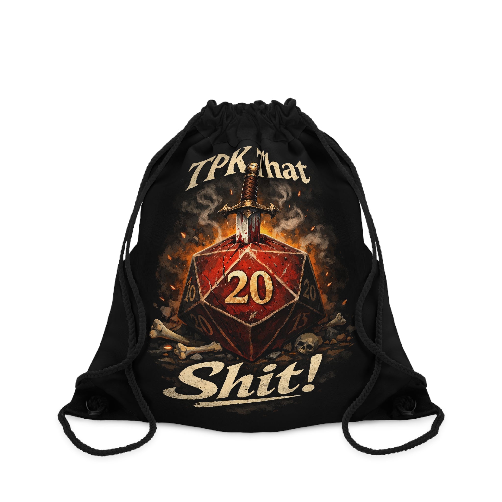 D20 Critical Hit Drawstring Bag — "TPK That Shit!" RPG Gaming Gear