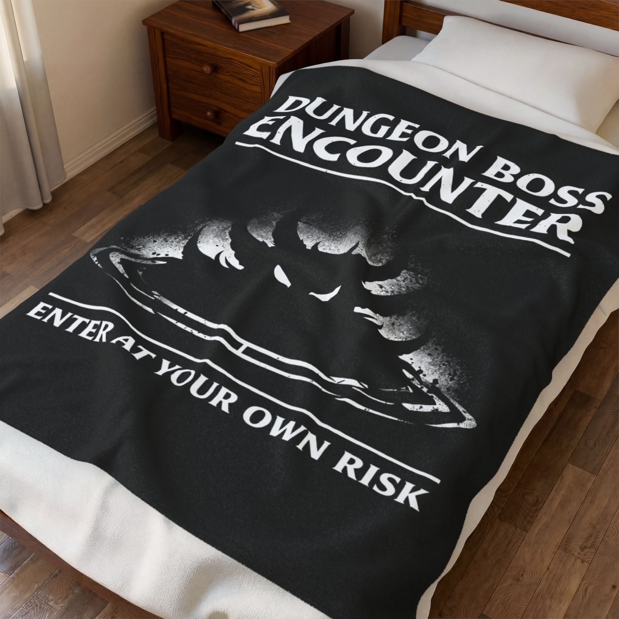 Dungeon Boss Encounter Velveteen Plush Blanket | Enter At Your Own Risk