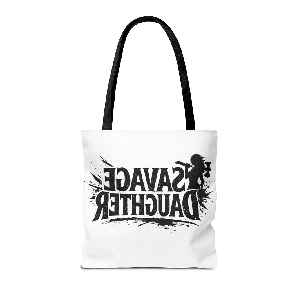 Savage Daughter Tote Bag | Black Typography, Silhouette Design