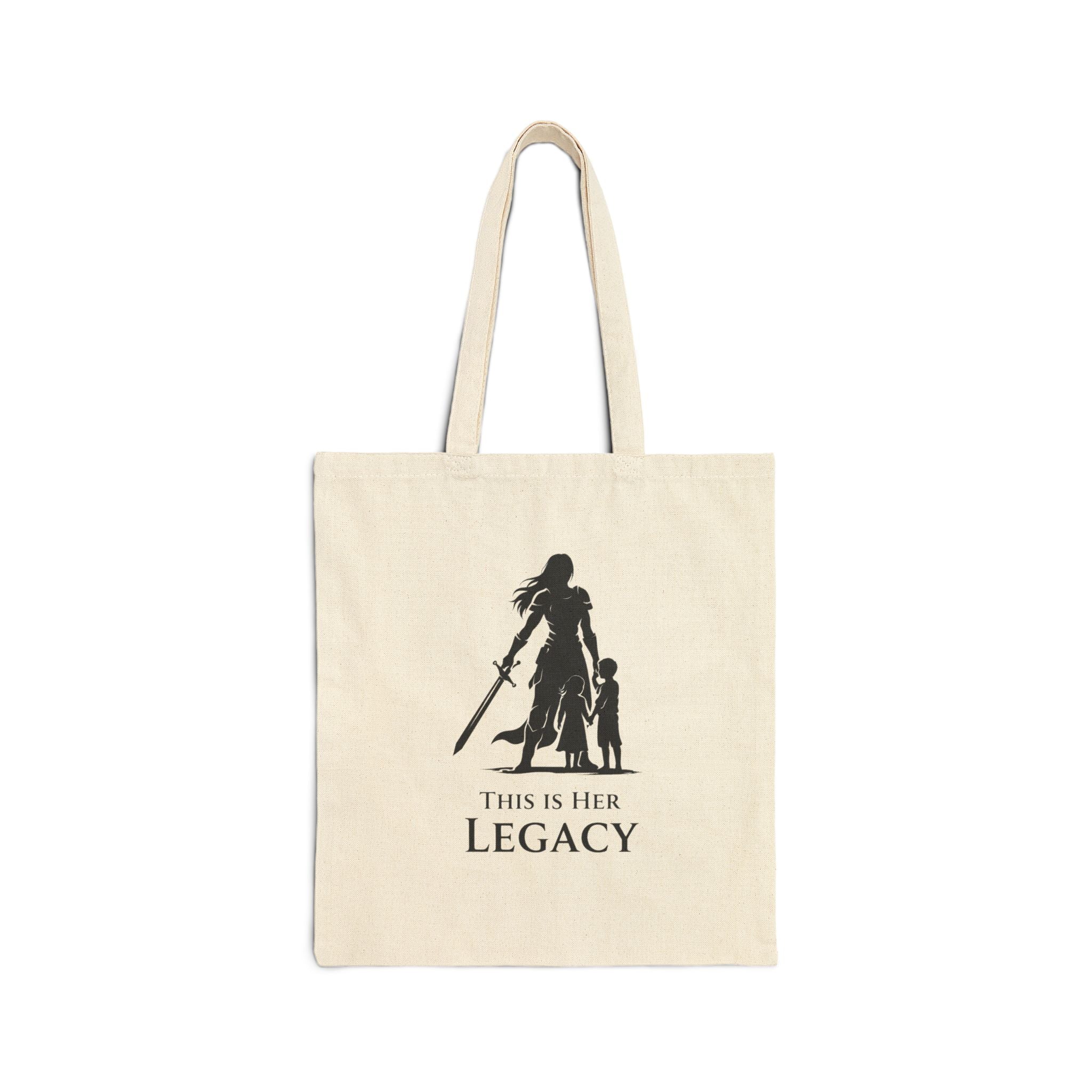Warrior Mom Tote Bag – This Is Her Legacy – Strong Mother Gift – Meaningful Mom Bag – Everyday Carry Tote – Mother’s Day Gift