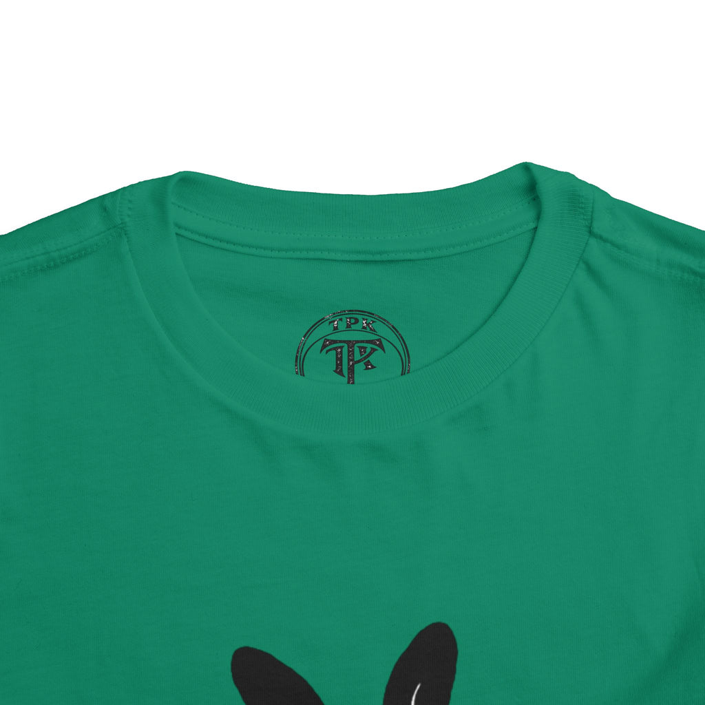 Dungeon Bunny Toddler Tee | Cute Black Bunny with Sword and Eggs