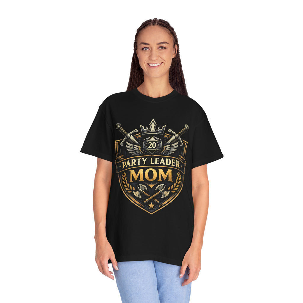 Party Leader Mom T-shirt | RPG Crest, D20 Gaming Mom Tee