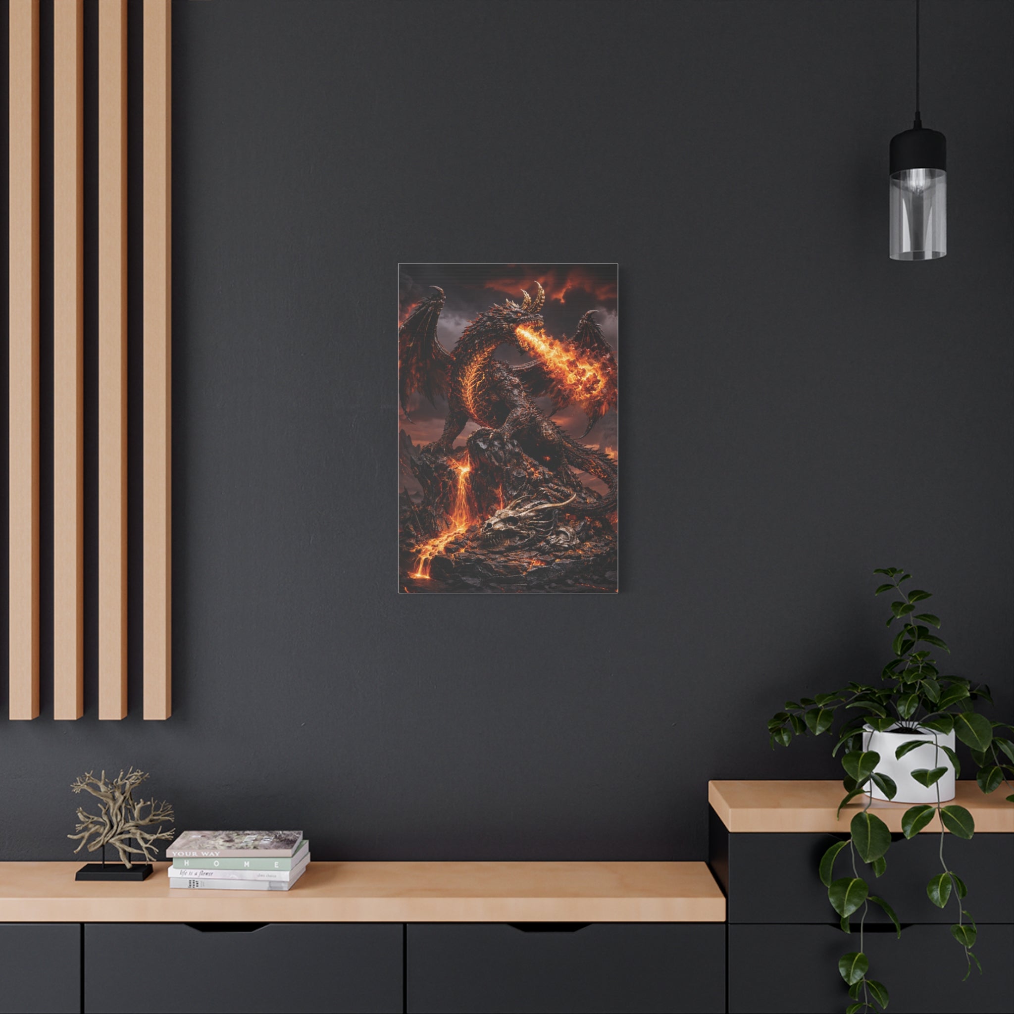 Fire Dragon Matte Canvas Print — Stretched 1.25" Fantasy Wall Art