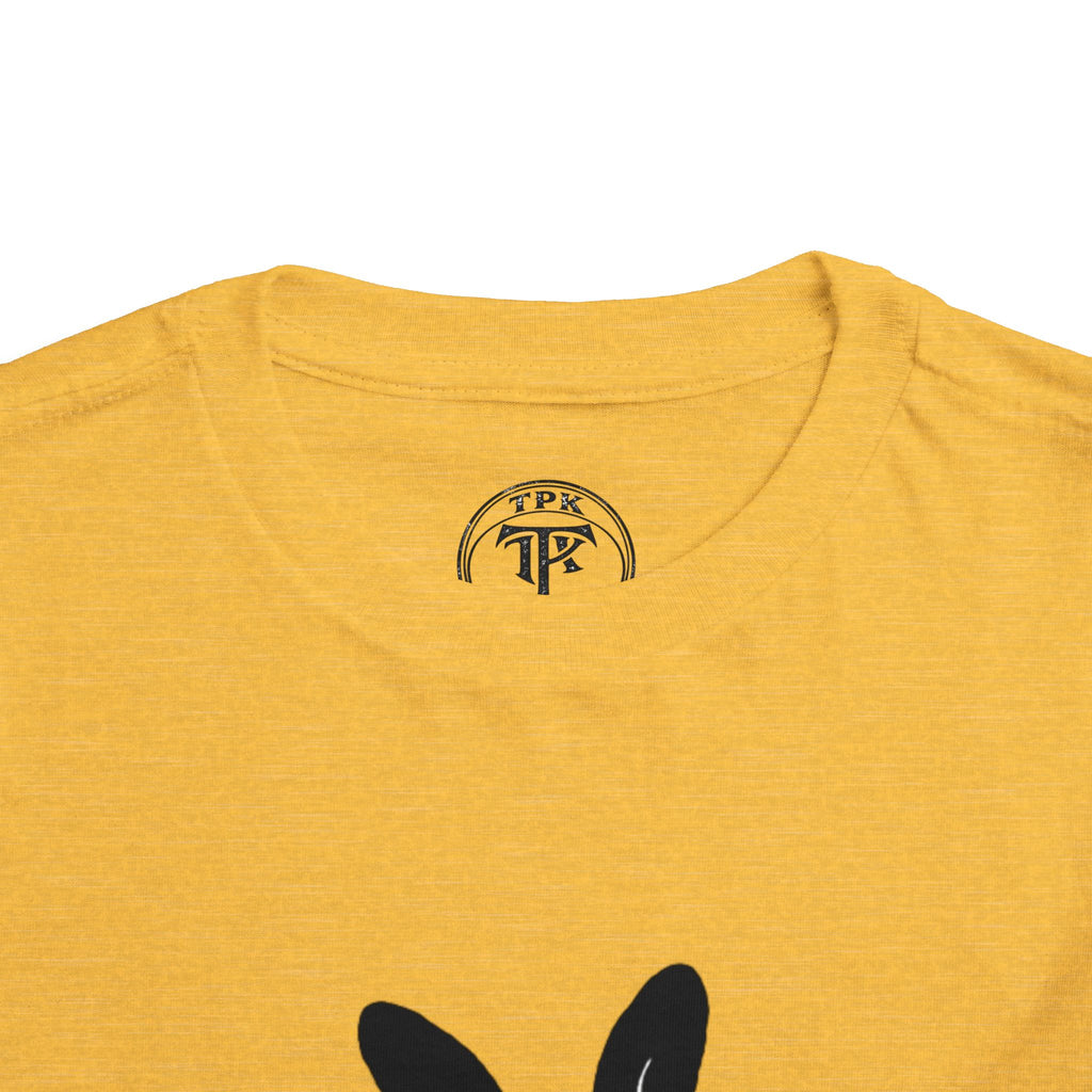 Dungeon Bunny Toddler Tee | Cute Black Bunny with Sword and Eggs