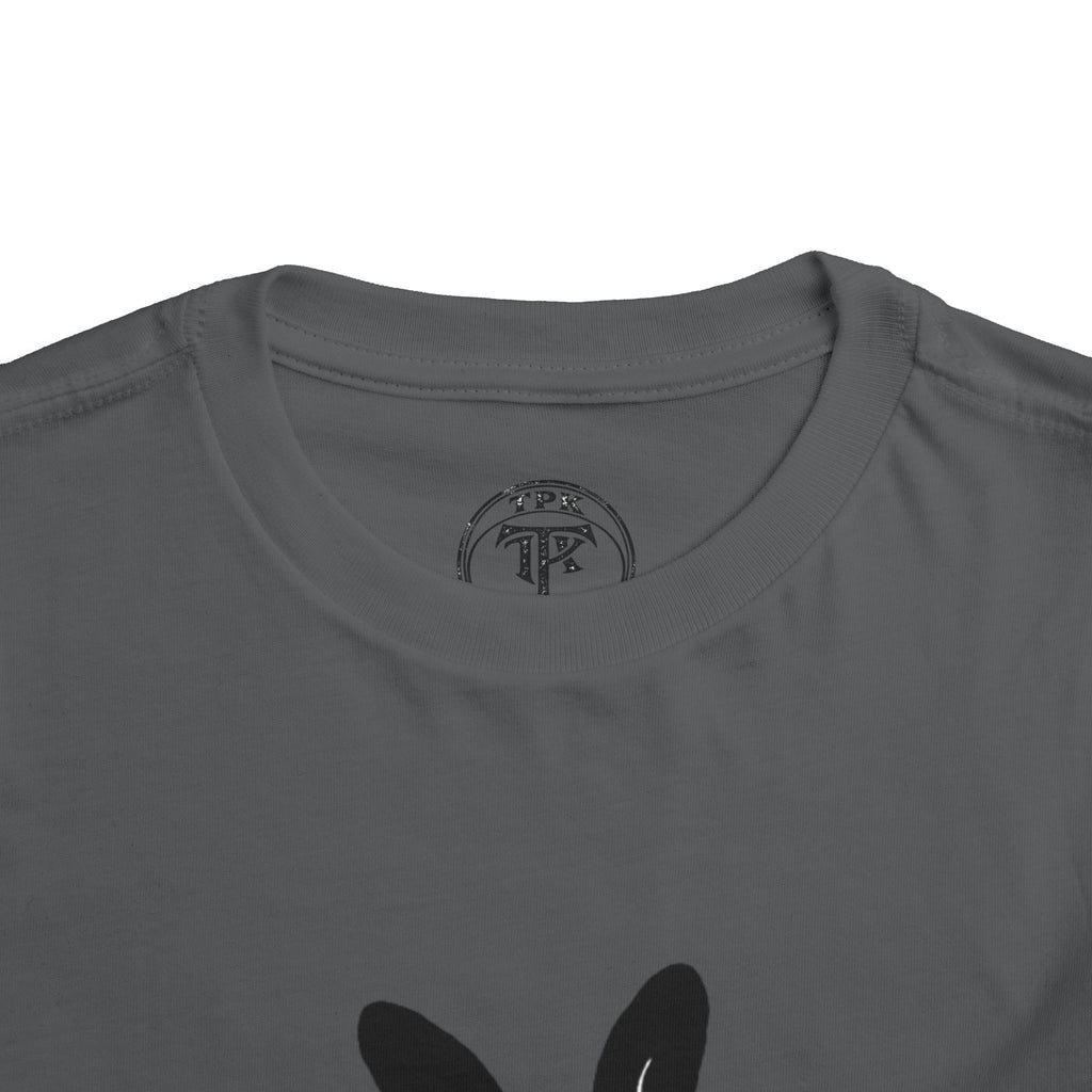 Dungeon Bunny Toddler Tee | Cute Black Bunny with Sword and Eggs