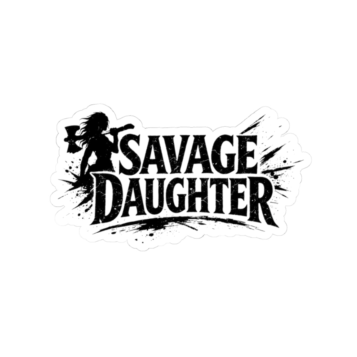Savage Daughter Sticker | Kiss-Cut Vinyl Sticker, Biker Skull Silhouette