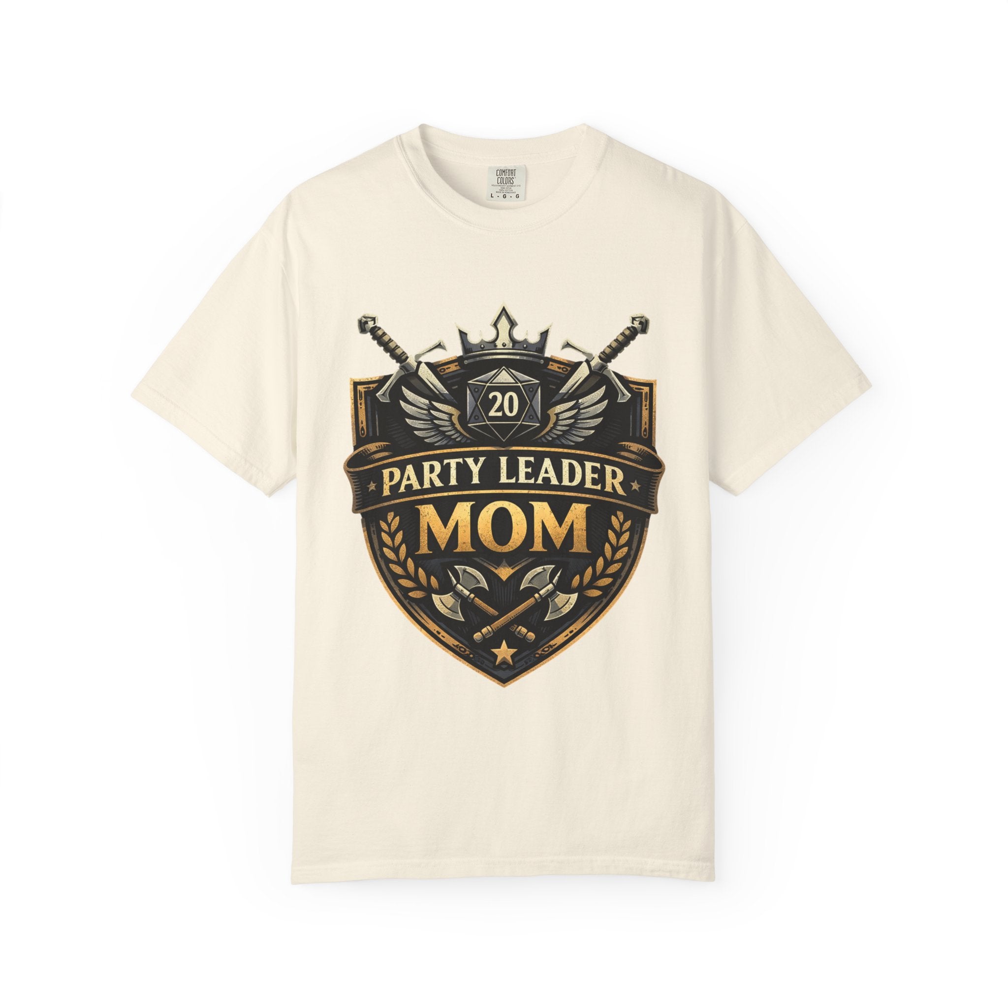 Party Leader Mom T-shirt | RPG Crest, D20 Gaming Mom Tee