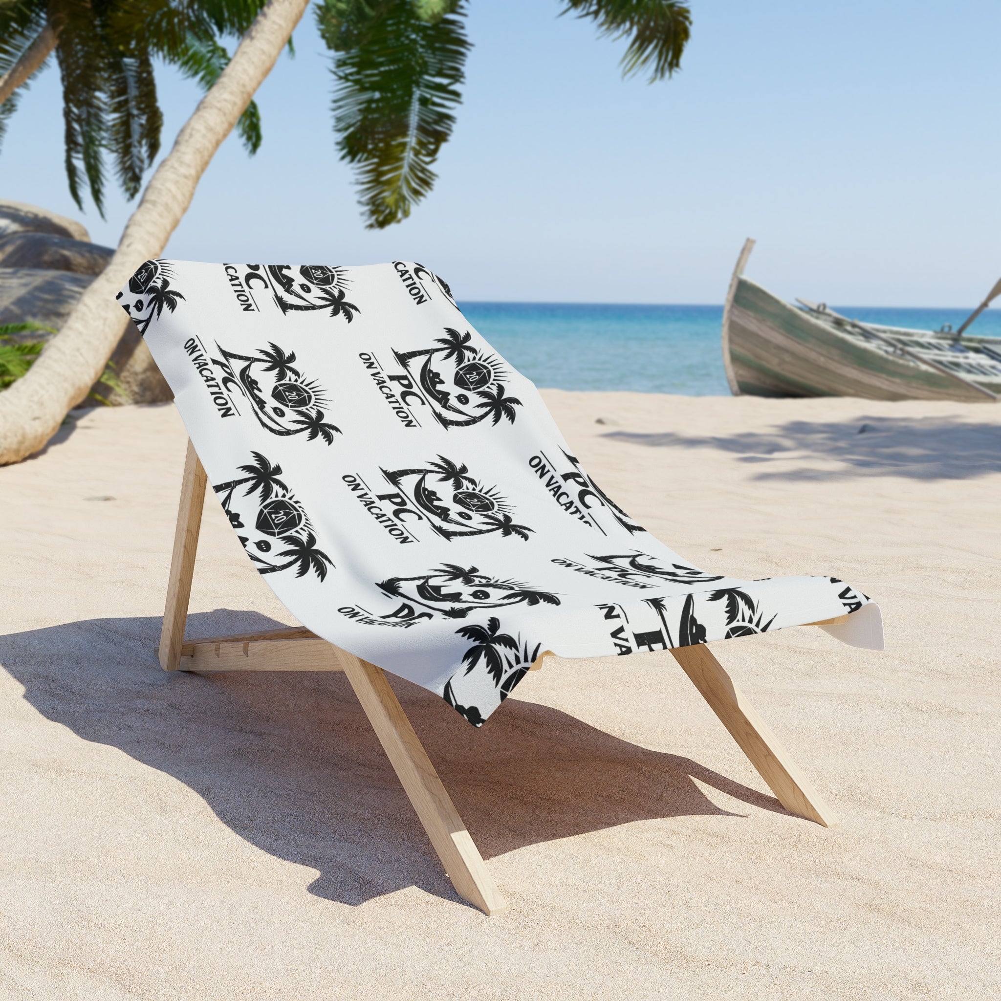 PC On Vacation Beach Towel | Palm Tree Logo Pattern