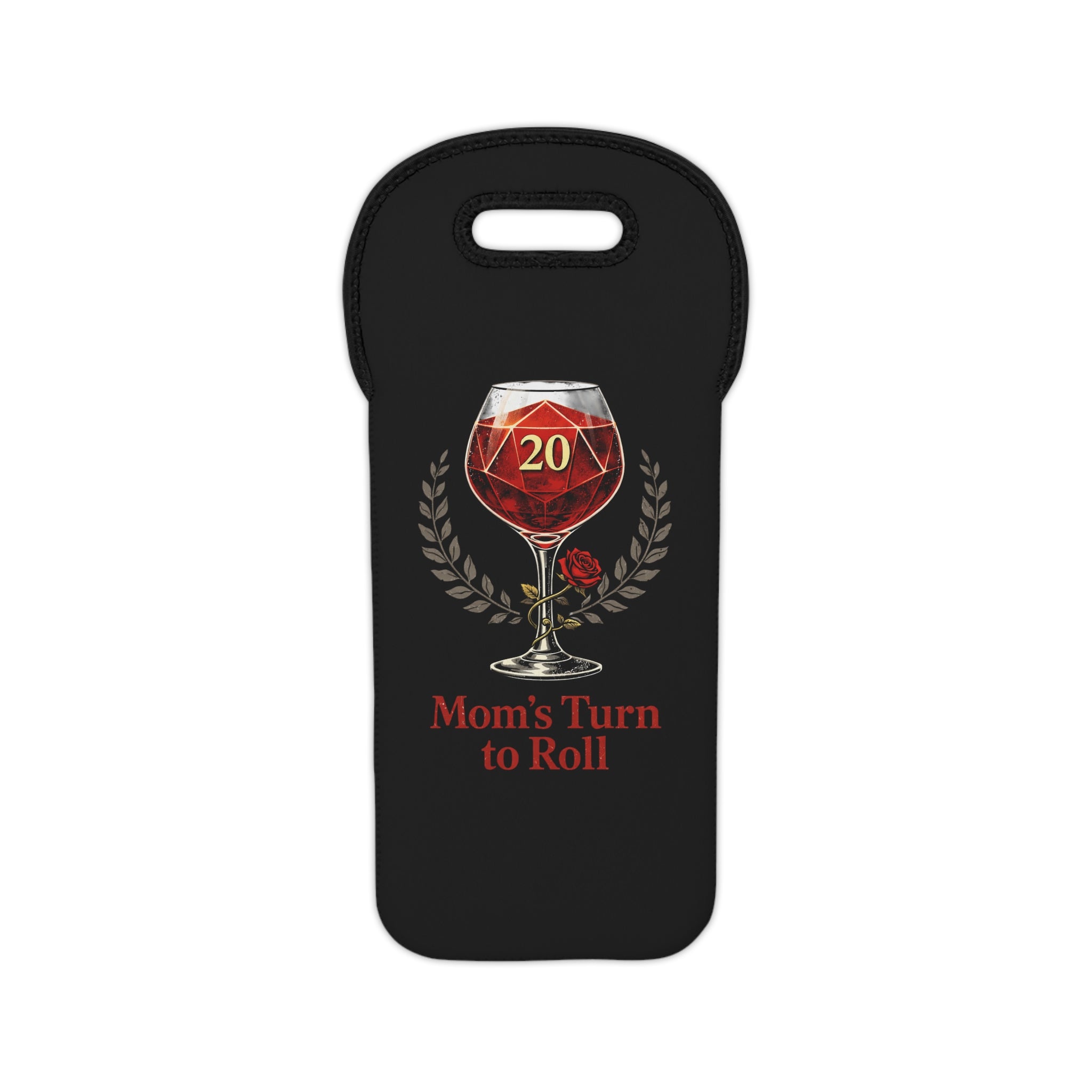 Wine Tote - "Mom's Turn to Roll" D20 Wine Glass Carrier
