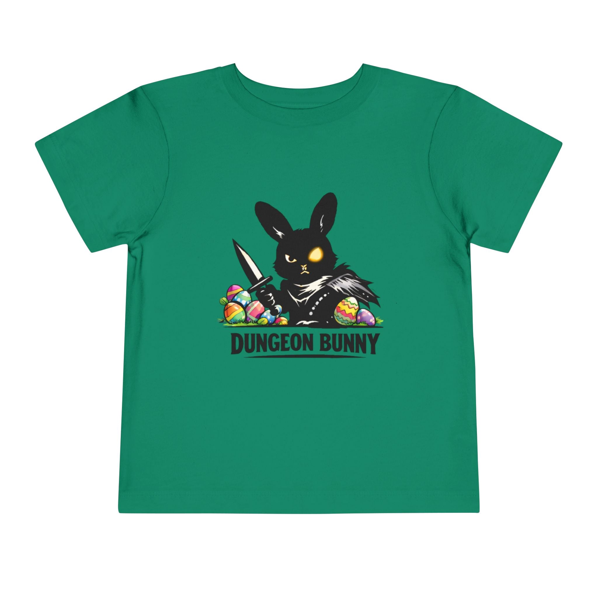 Dungeon Bunny Toddler Tee | Cute Black Bunny with Sword and Eggs