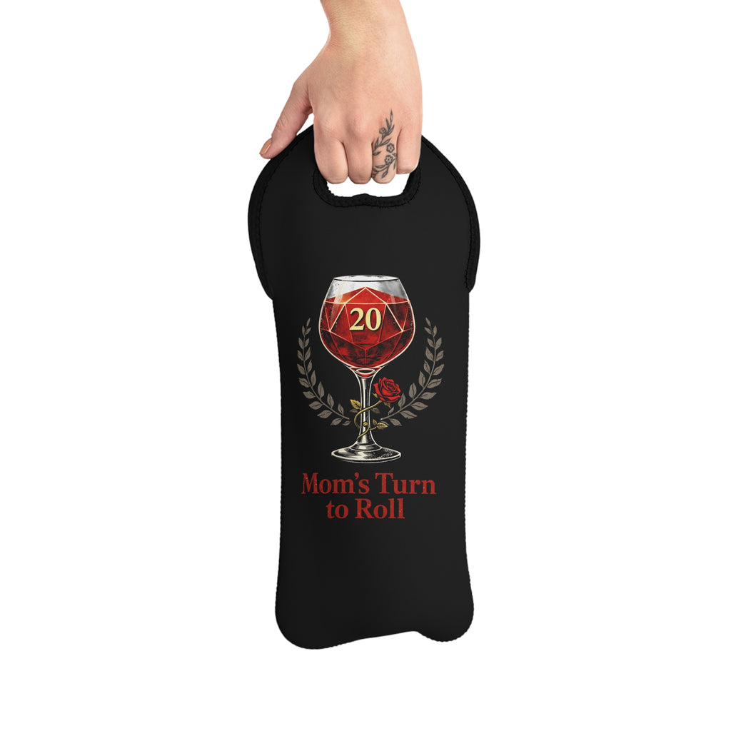 Wine Tote - "Mom's Turn to Roll" D20 Wine Glass Carrier