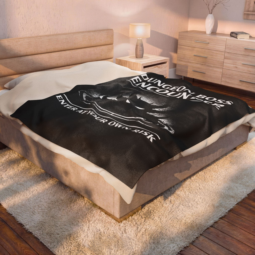 Dungeon Boss Encounter Velveteen Plush Blanket | Enter At Your Own Risk
