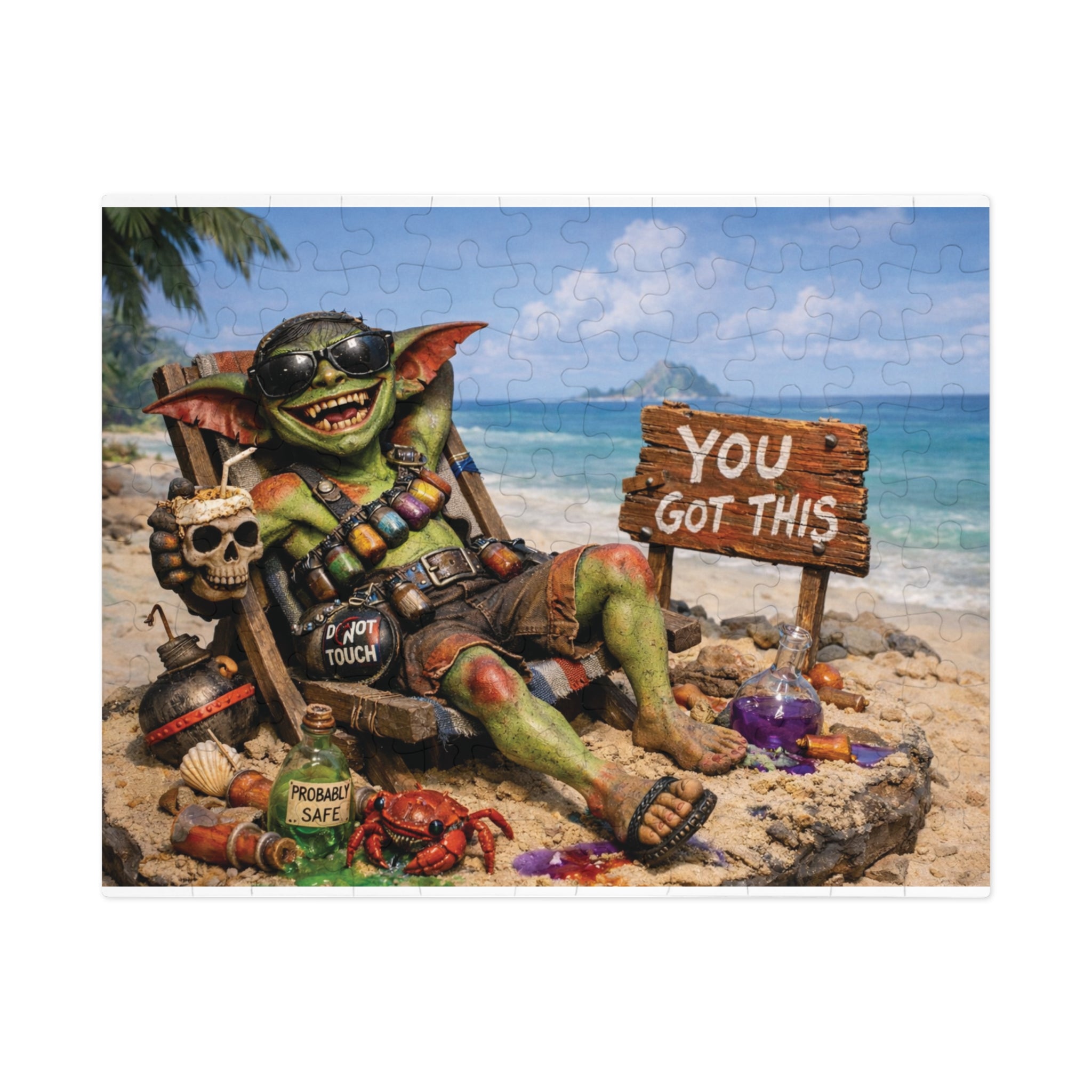 Beach Goblin Jigsaw Puzzle with Tin — "You Got This" Motivational Puzzle Gift