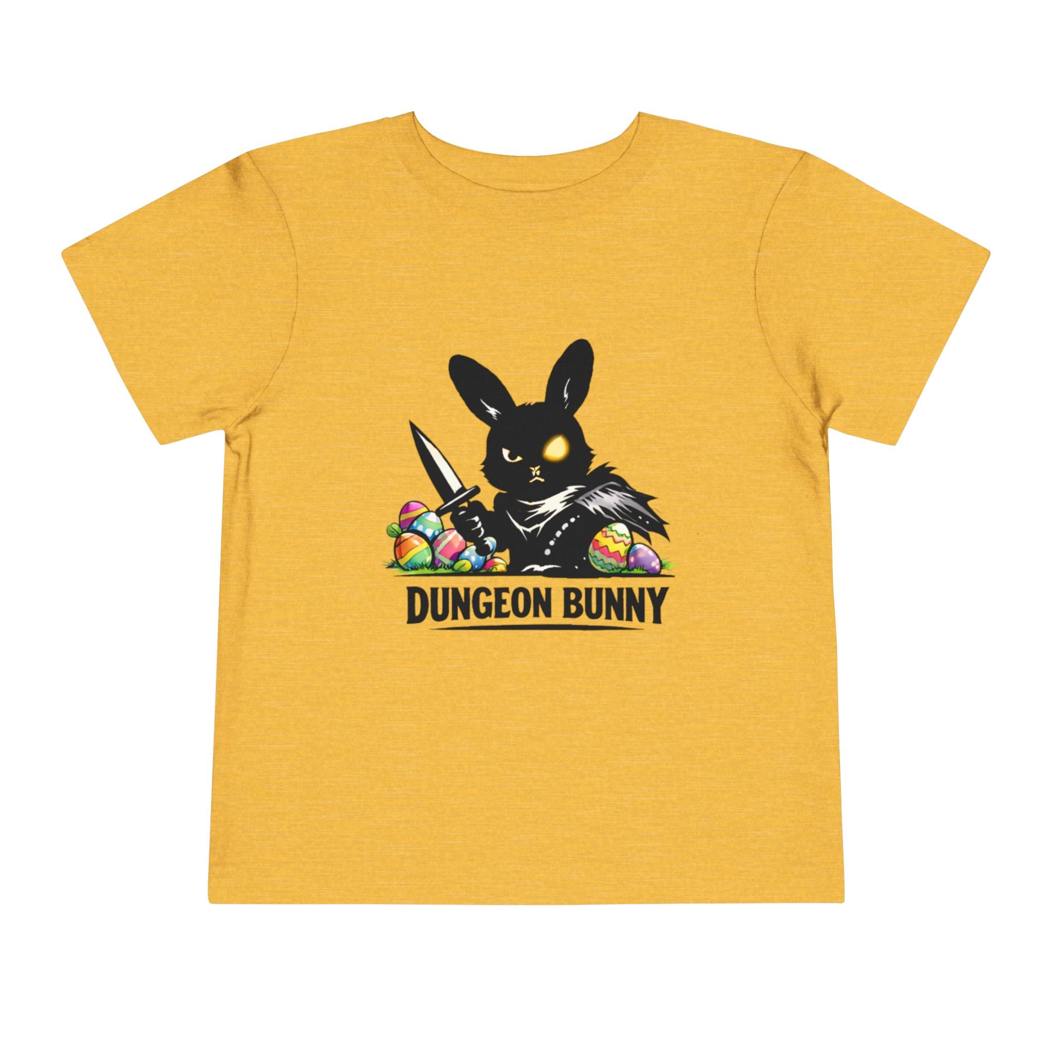 Dungeon Bunny Toddler Tee | Cute Black Bunny with Sword and Eggs