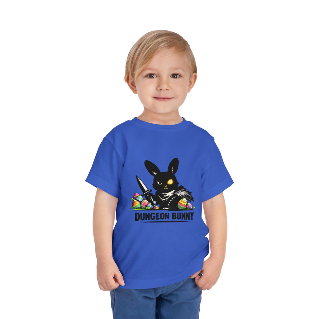 Dungeon Bunny Toddler Tee | Cute Black Bunny with Sword and Eggs