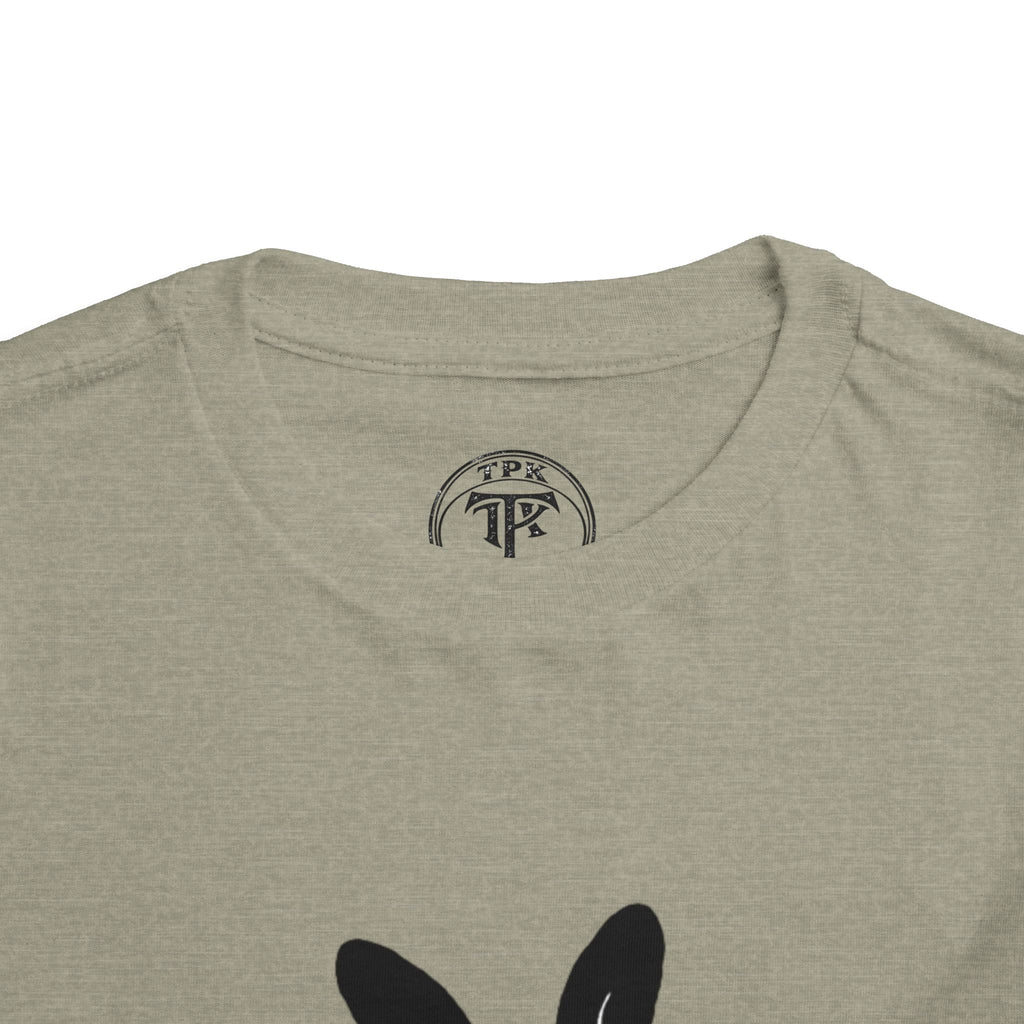 Dungeon Bunny Toddler Tee | Cute Black Bunny with Sword and Eggs