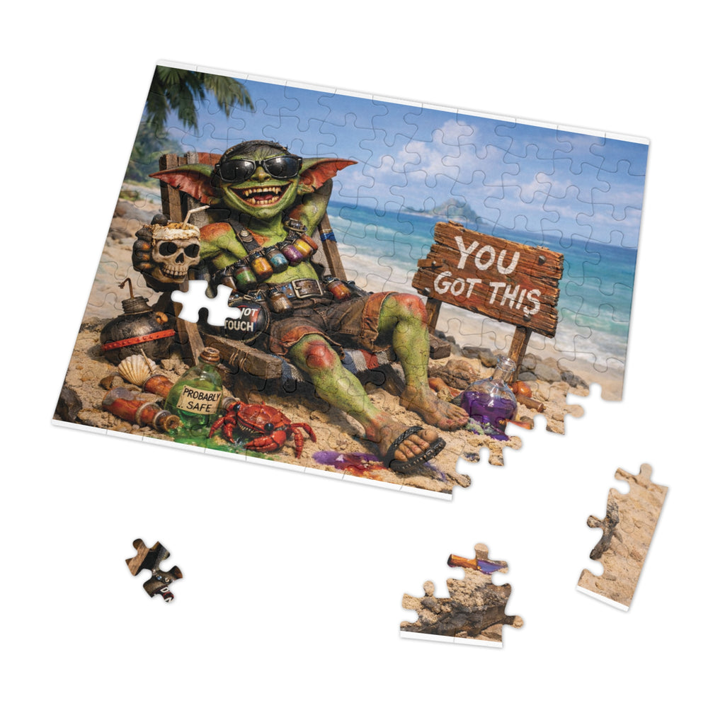 Beach Goblin Jigsaw Puzzle with Tin — "You Got This" Motivational Puzzle Gift