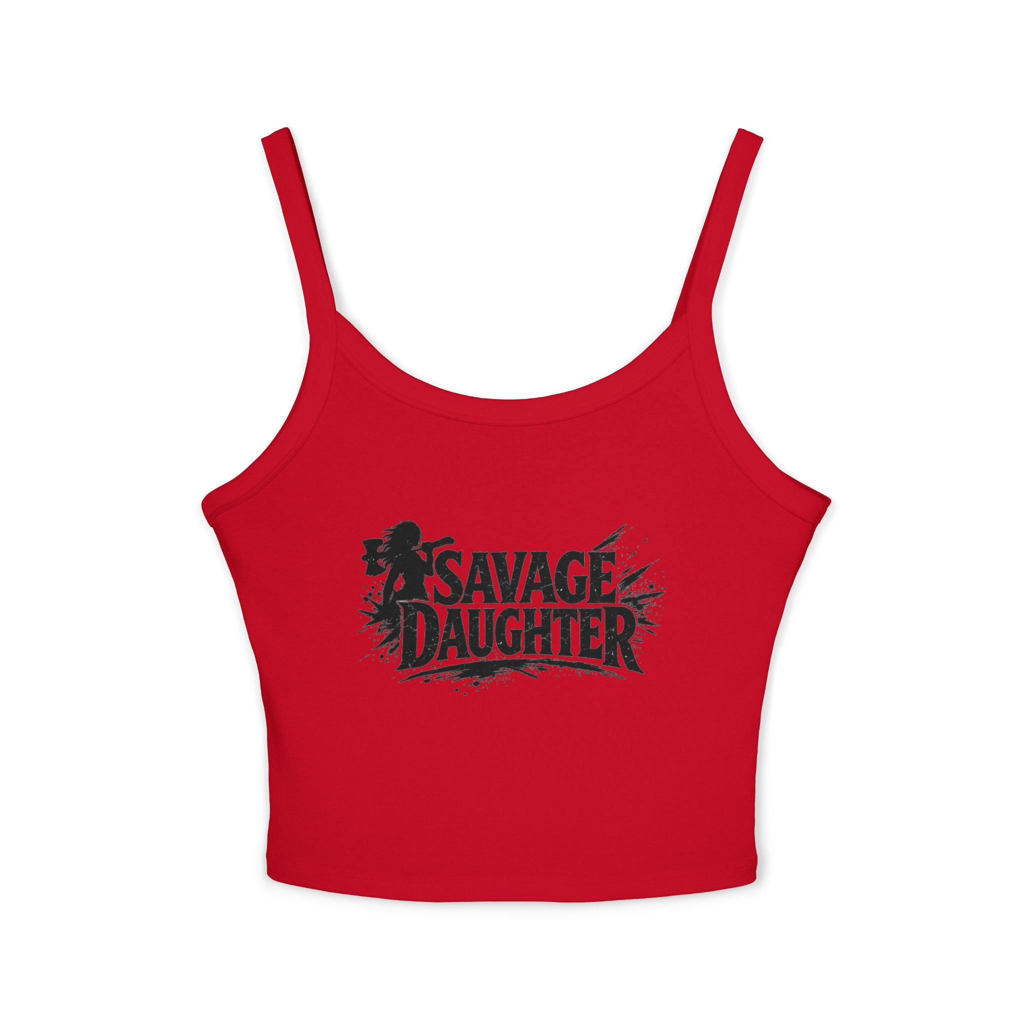 Savage Daughter Graphic Tank Top — Bold Grunge Crop Spaghetti-Strap Tee