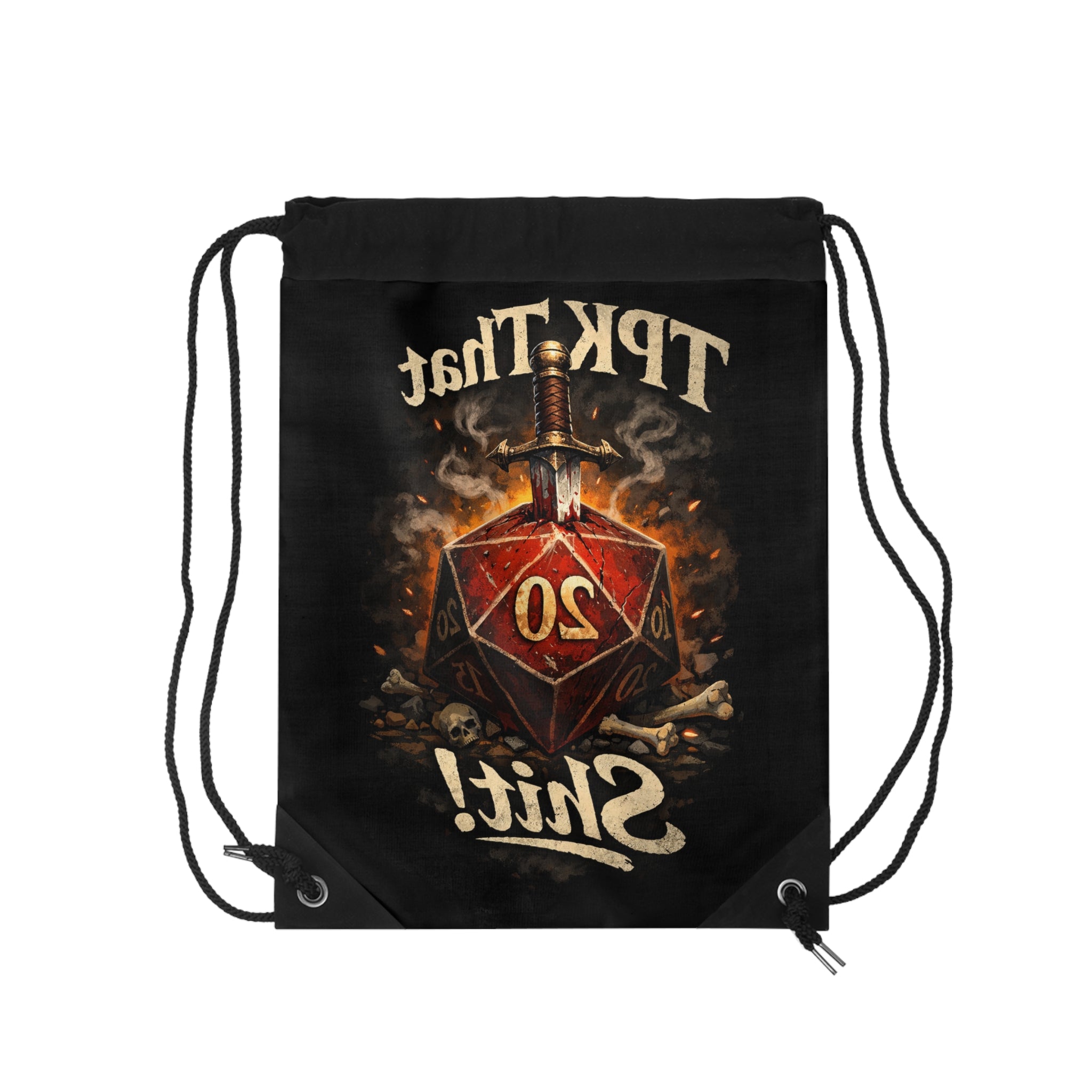 D20 Critical Hit Drawstring Bag — "TPK That Shit!" RPG Gaming Gear