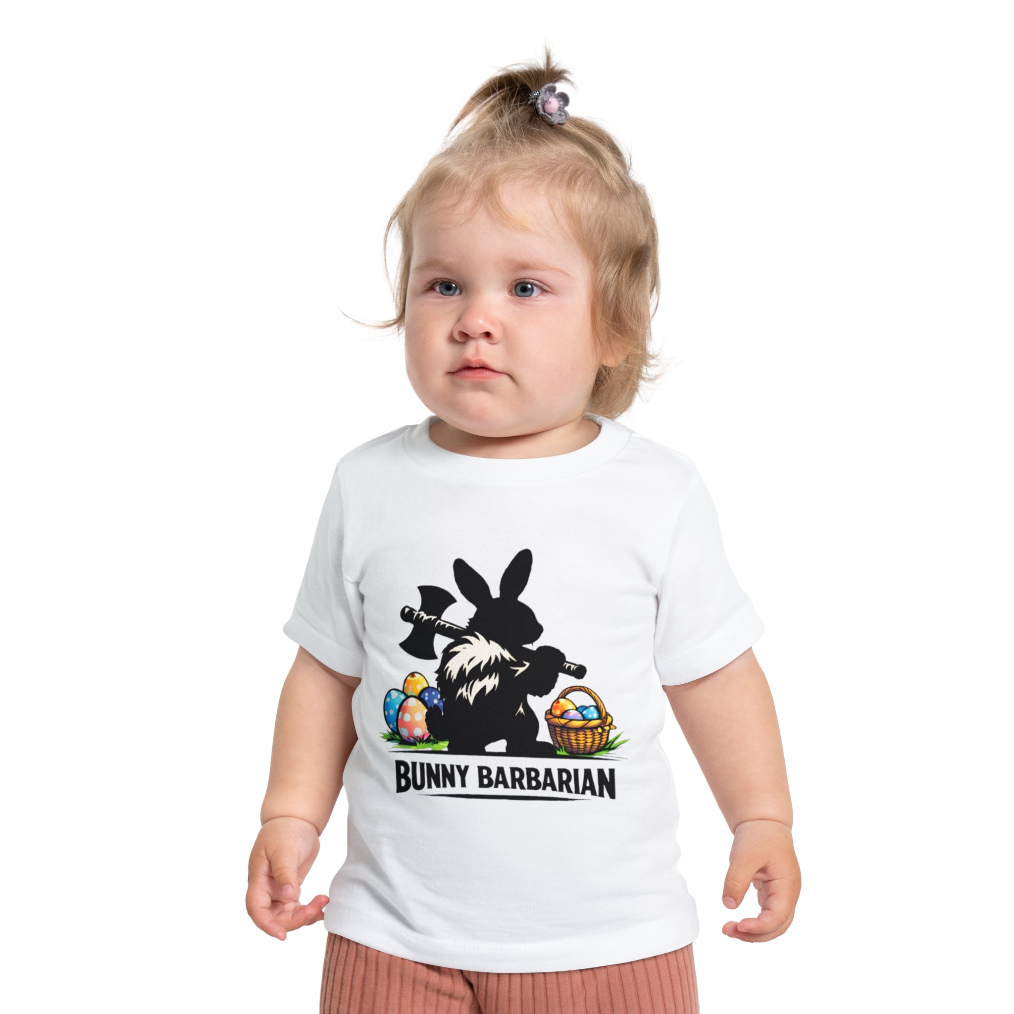 Bunny Barbarian Baby T-Shirt | Easter bunny, eggs, basket