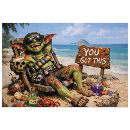 Beach Goblin Jigsaw Puzzle with Tin — "You Got This" Motivational Puzzle Gift