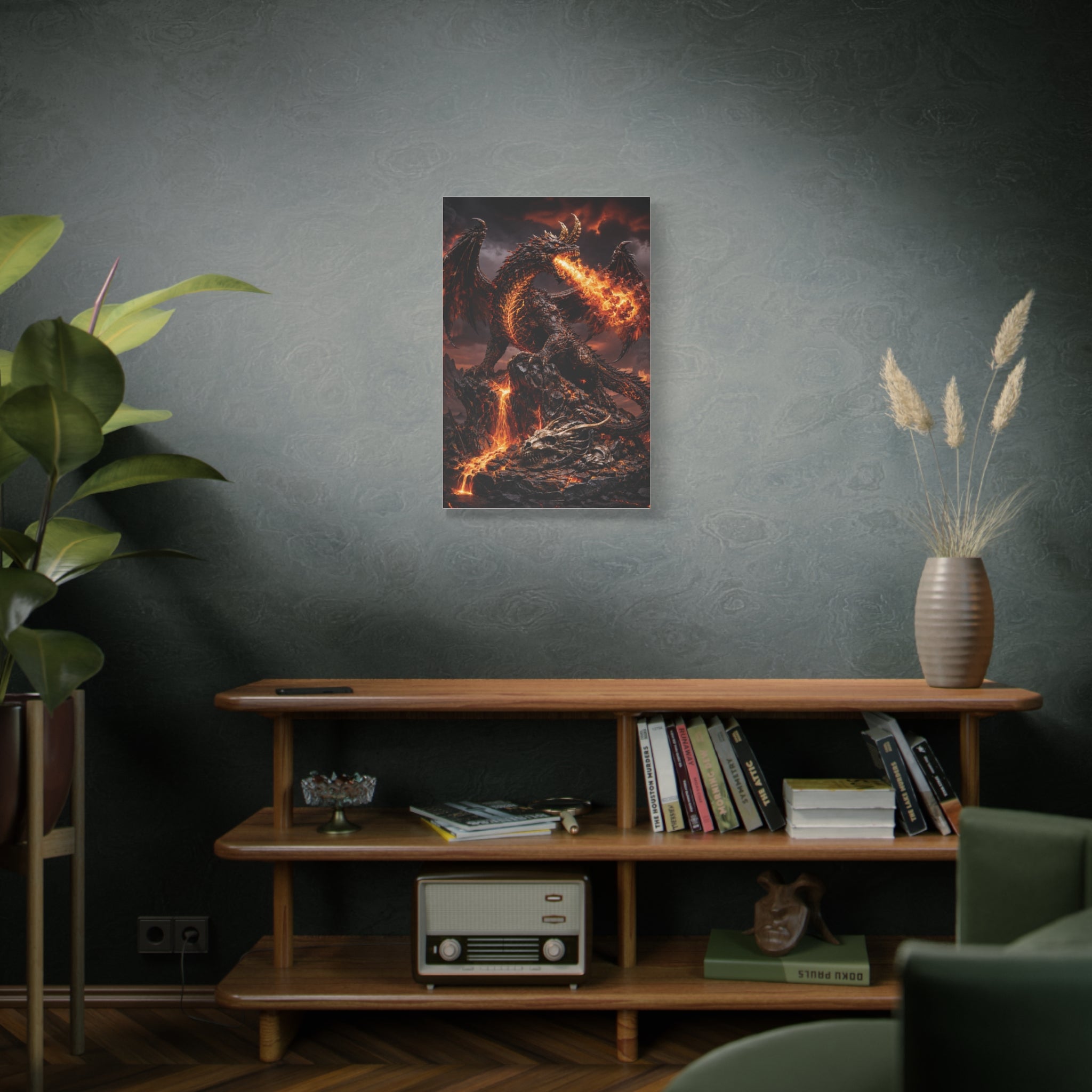 Fire Dragon Matte Canvas Print — Stretched 1.25" Fantasy Wall Art