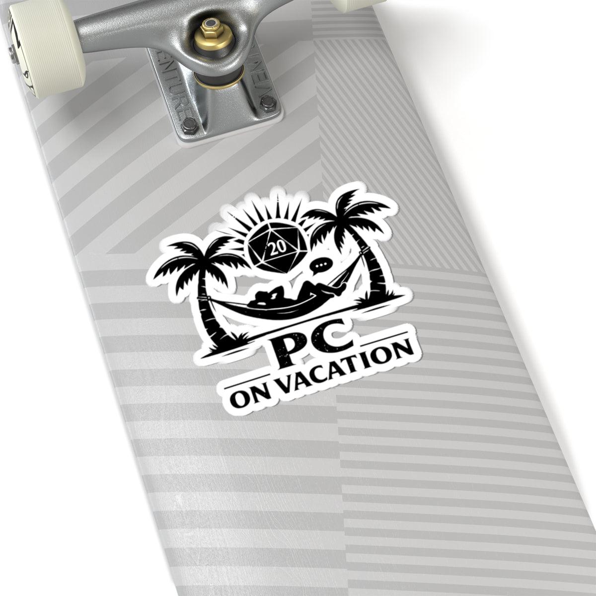 PC on Vacation Sticker | D20 Palm Tree Hammock Roll20 Gaming Sticker