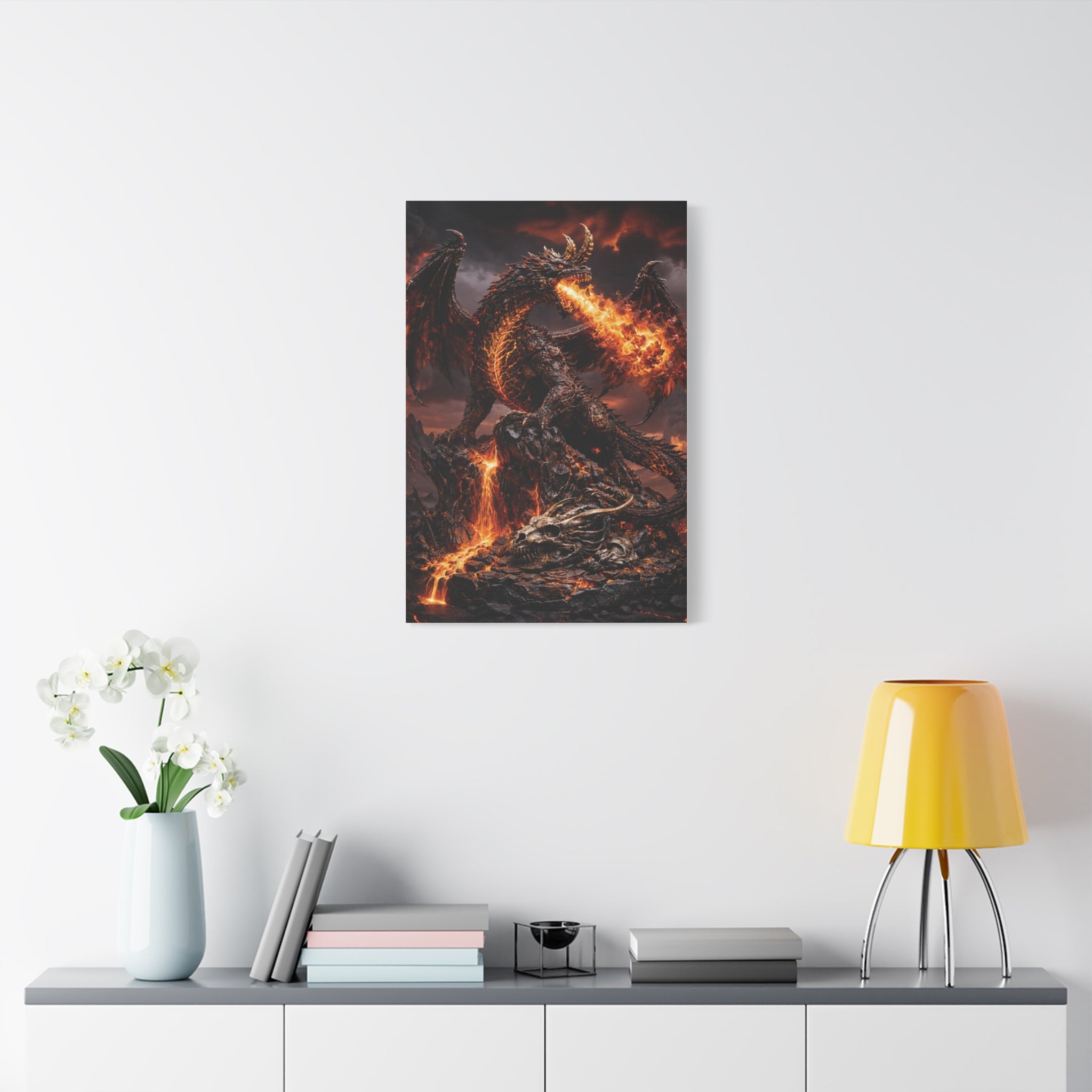 Fire Dragon Matte Canvas Print — Stretched 1.25" Fantasy Wall Art