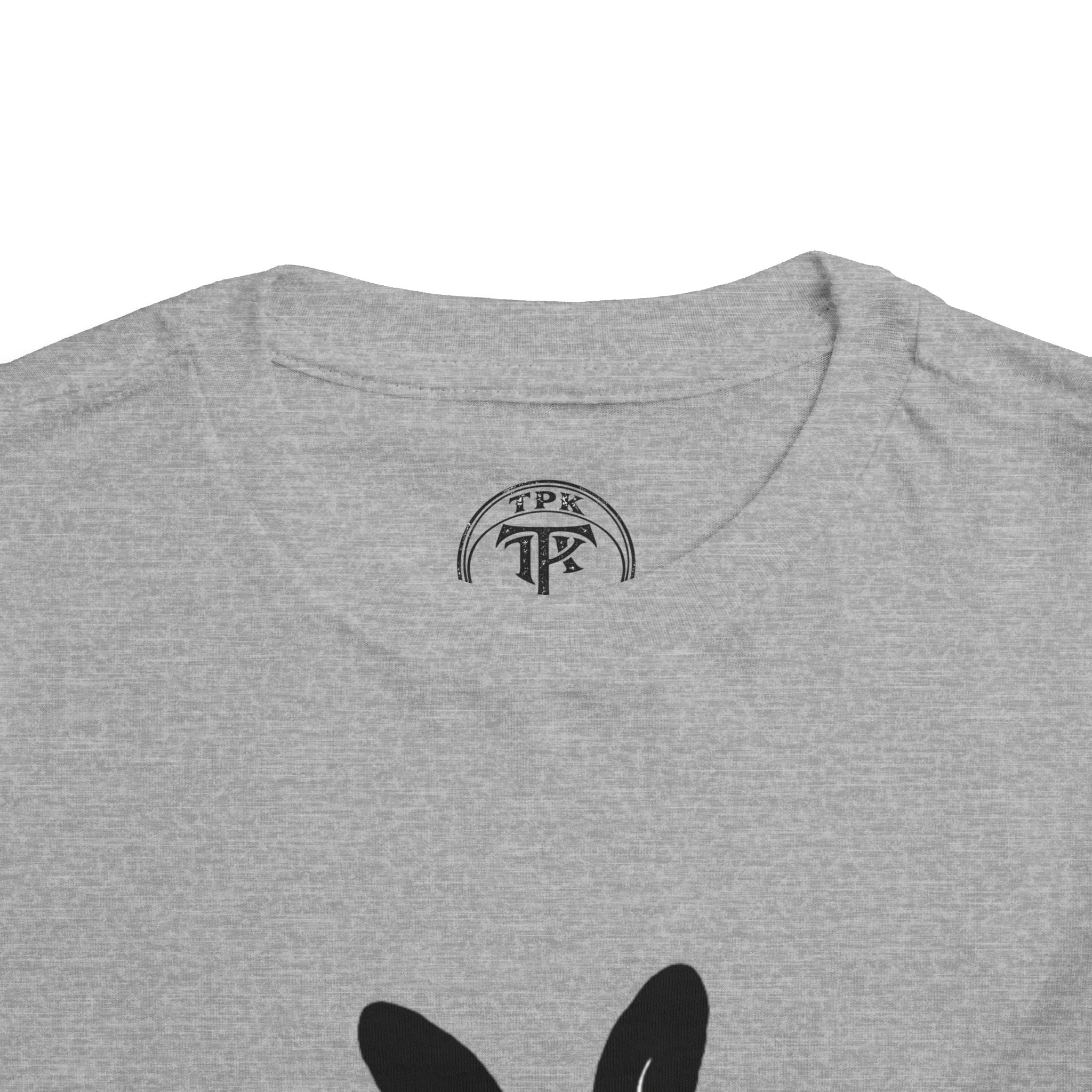 Dungeon Bunny Toddler Tee | Cute Black Bunny with Sword and Eggs