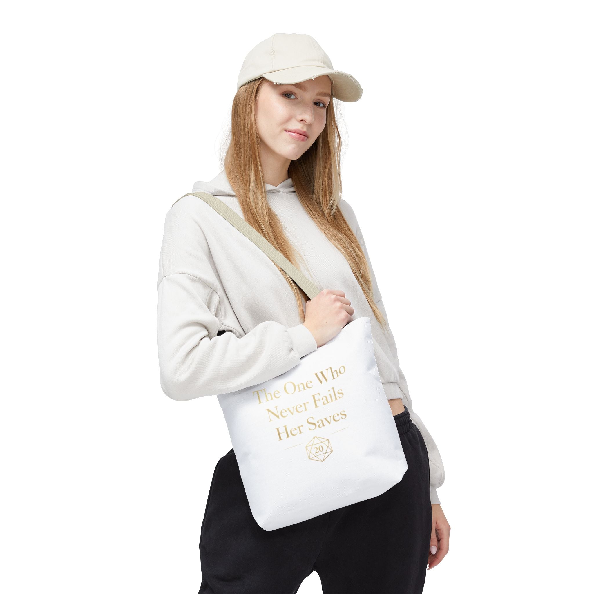 The One Who Never Fails Her Saves tote bag | RPG D20 tabletop gamer design