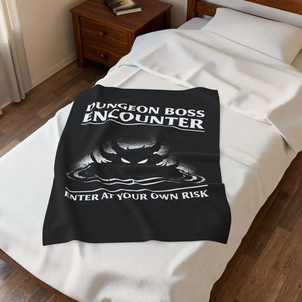 Dungeon Boss Encounter Velveteen Plush Blanket | Enter At Your Own Risk